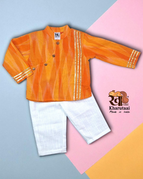 Orange ikkat kurta / S