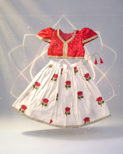 Girls Floral Lehenga Choli - Festive Outfit - Ethnic Collection