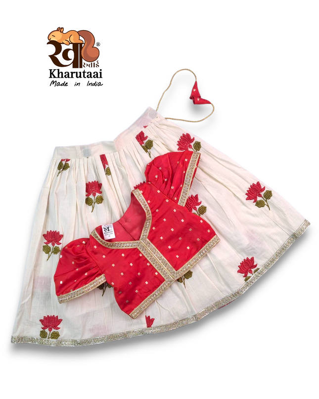 Girls Floral Lehenga Choli - Festive Outfit - Ethnic Collection
