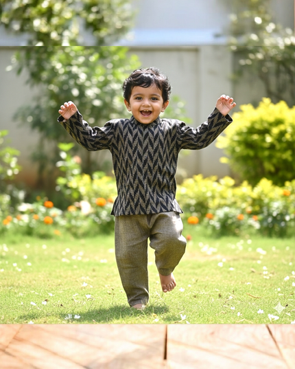 🖤 Sankranti Black ZigZag Special Edition - Exclusive Boys Collection - Traditional Festive Wear