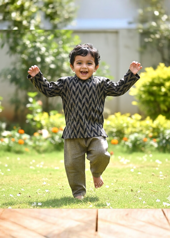 🖤 Sankranti Black ZigZag Special Edition - Exclusive Boys Collection - Traditional Festive Wear