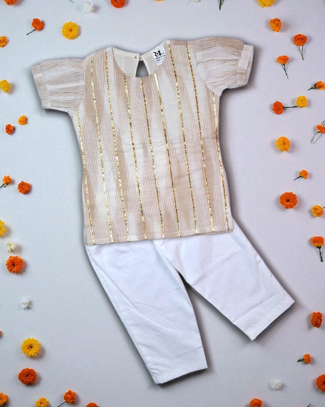 Ikkat Kurti Girls Set - Festive Outfit  - Ethnic Collection