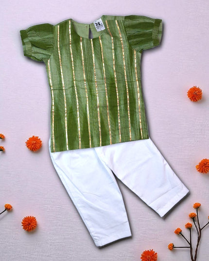 Ikkat Kurti Girls Set - Festive Outfit  - Ethnic Collection