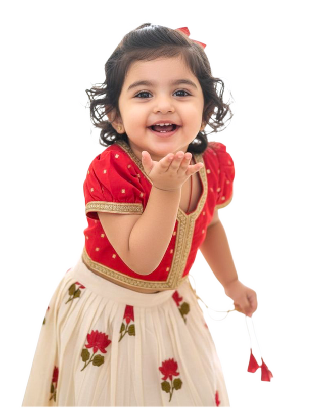 Girls Floral Lehenga Choli - Festive Outfit - Ethnic Collection