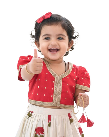 Girls Floral Lehenga Choli - Festive Outfit - Ethnic Collection