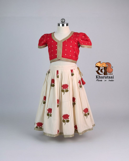 Girls Floral Lehenga Choli - Festive Outfit - Ethnic Collection