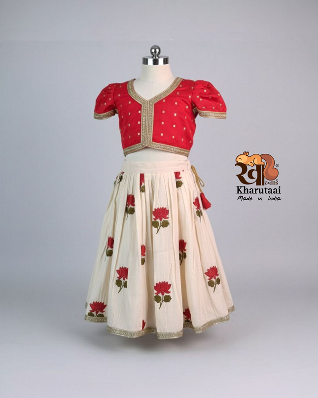 Girls Floral Lehenga Choli - Festive Outfit - Ethnic Collection