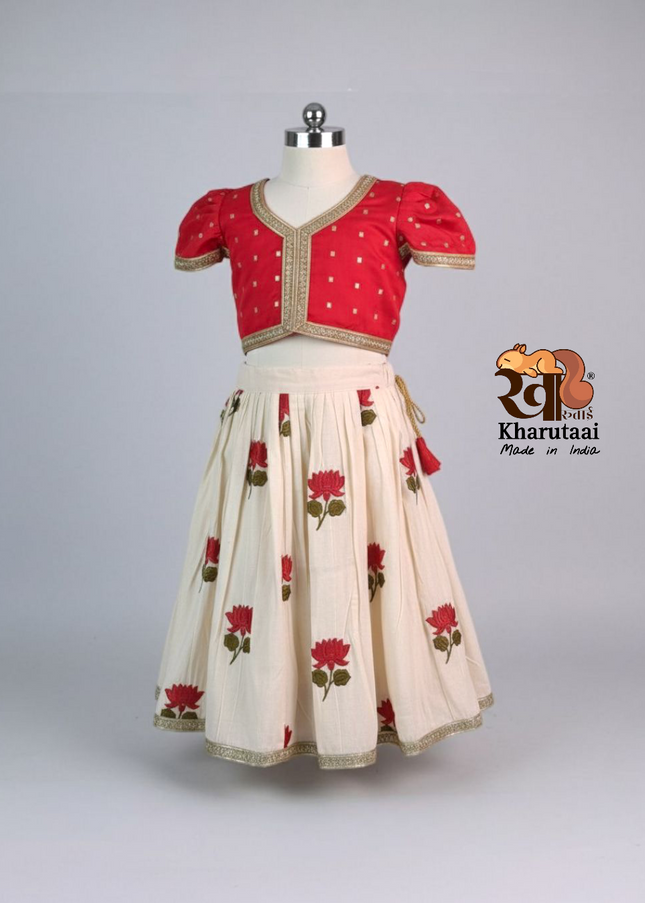 Girls Floral Lehenga Choli - Festive Outfit - Ethnic Collection