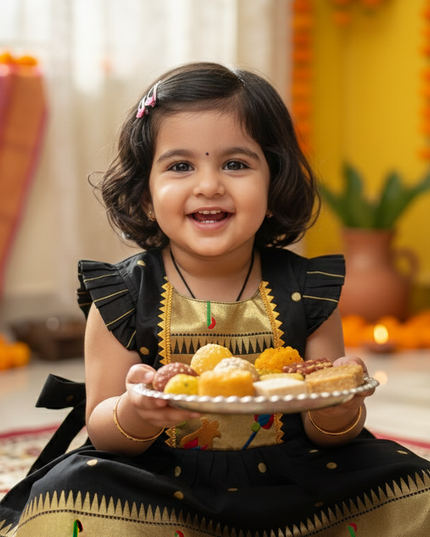 🖤 Sankranti Muniya Paithani Black Special Edition - Exclusive Girls Collection - Traditional Festive Wear