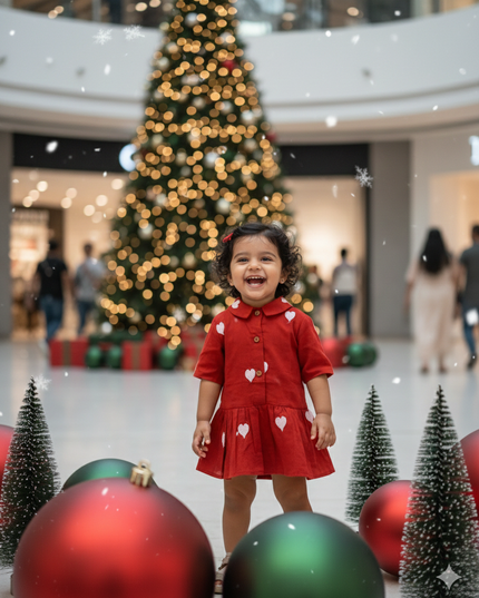 Girls Premium Cotton- Exclusive Red Collection - Kids Festive Clothing