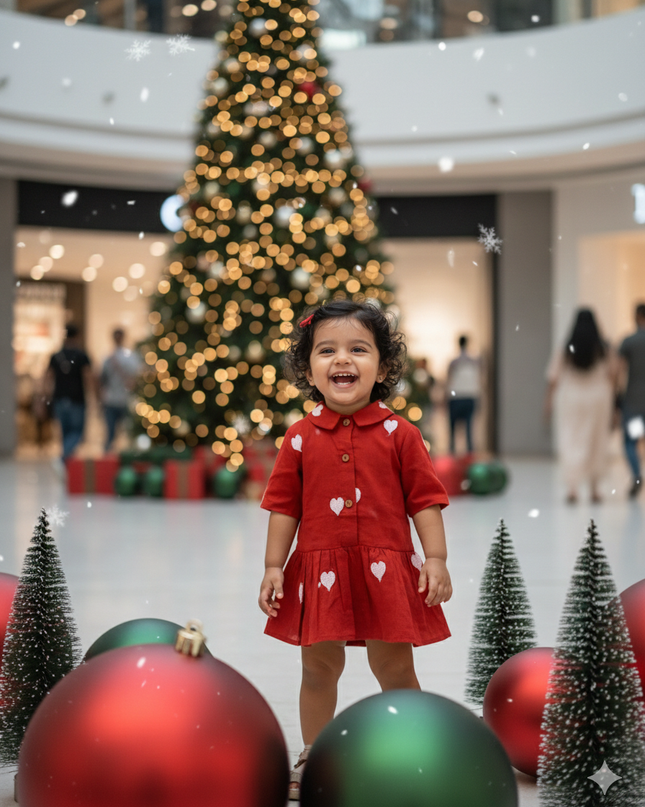 Girls Premium Cotton- Exclusive Red Collection - Kids Festive Clothing