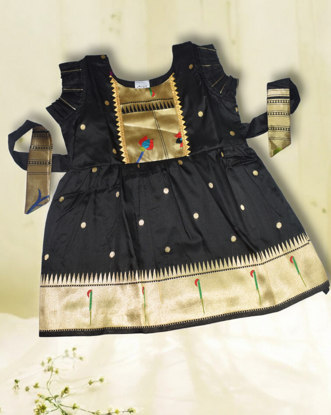 🖤 Sankranti Muniya Paithani Black Special Edition - Exclusive Girls Collection - Traditional Festive Wear