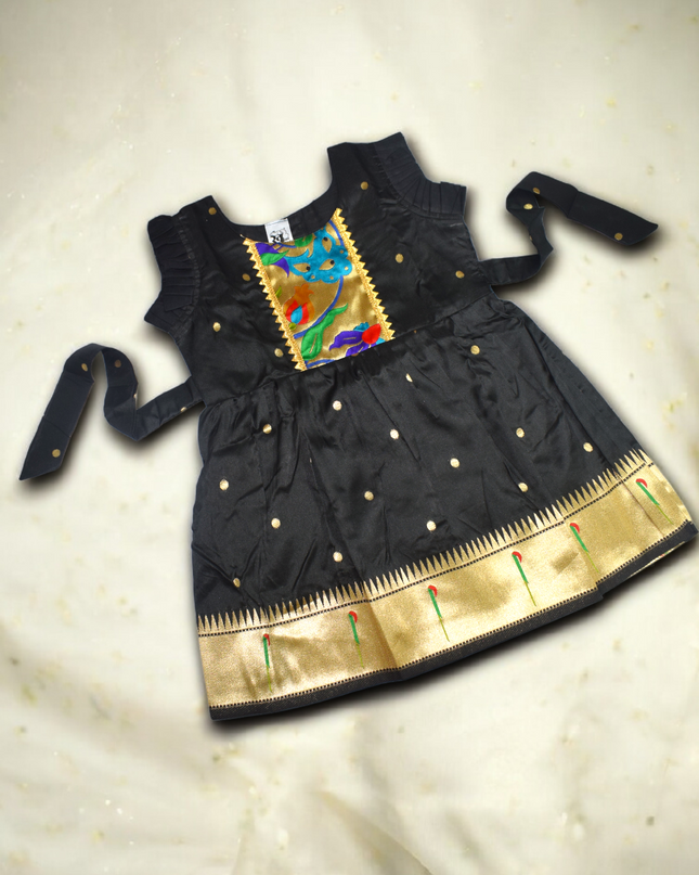 🖤 Sankranti Muniya Paithani Black Special Edition - Exclusive Girls Collection - Traditional Festive Wear