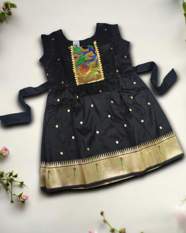 🖤 Sankranti Muniya Paithani Black Special Edition - Exclusive Girls Collection - Traditional Festive Wear