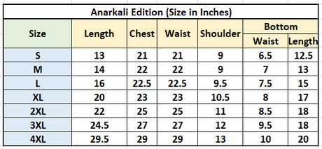 Size chart