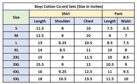 Size chart
