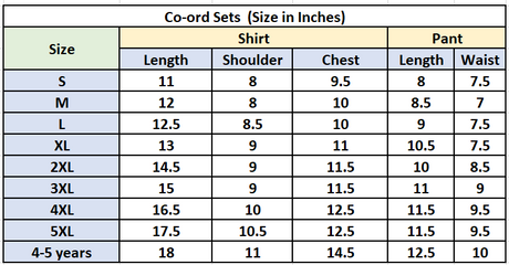 Size chart