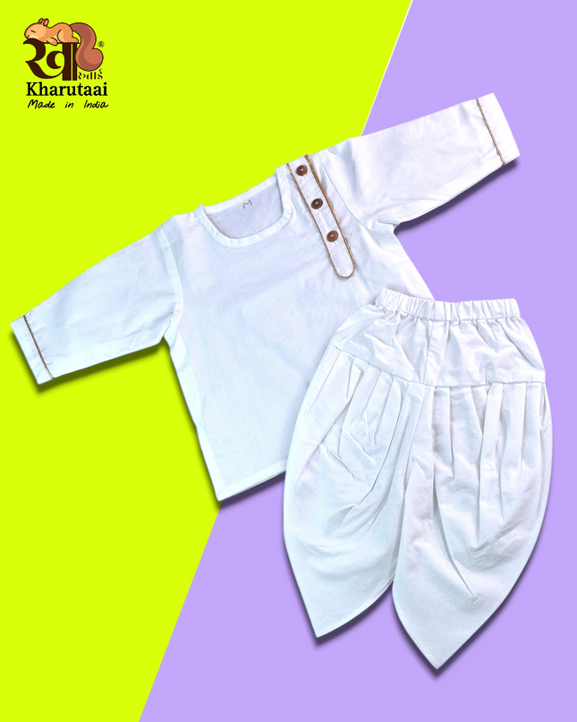 Kids White Kurta Dhoti Set - Festive Outfit - Ethnic Collection