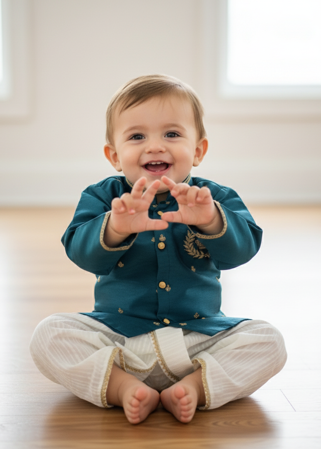 Kids Embroidery Sherwani - Festive Outfit - Ethnic Collection