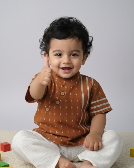 Short Kurta Dhoti Boys Set - Festive Outfit - Ethnic Collection
