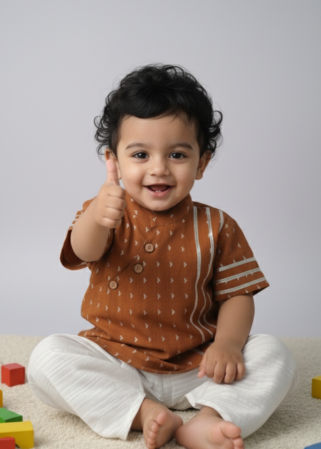 Short Kurta Dhoti Boys Set - Festive Outfit - Ethnic Collection