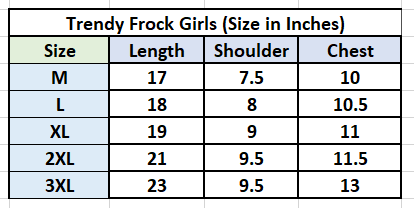 Size chart