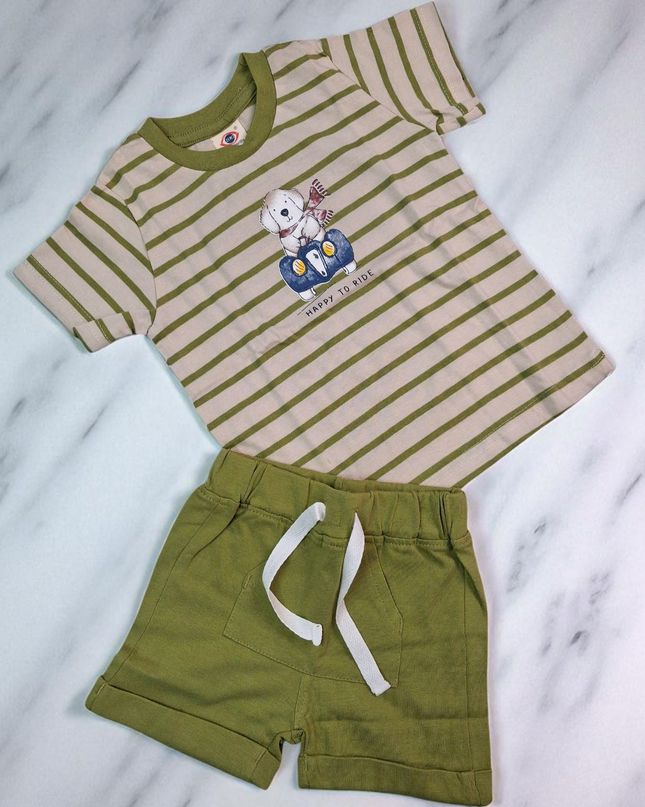 Tshirt Pant Half Sleeves Set (HAPPY TO RIDE)