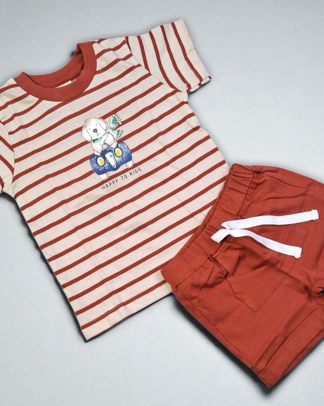 Tshirt Pant Half Sleeves Set (HAPPY TO RIDE)