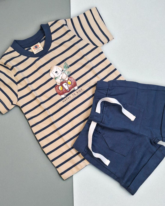 Tshirt Pant Half Sleeves Set (HAPPY TO RIDE)