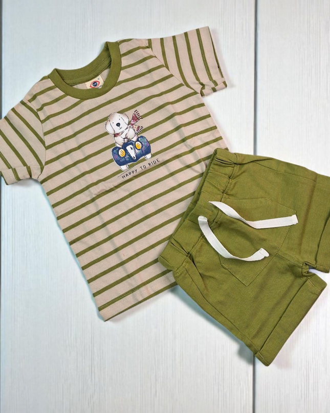 Tshirt Pant Half Sleeves Set (HAPPY TO RIDE)