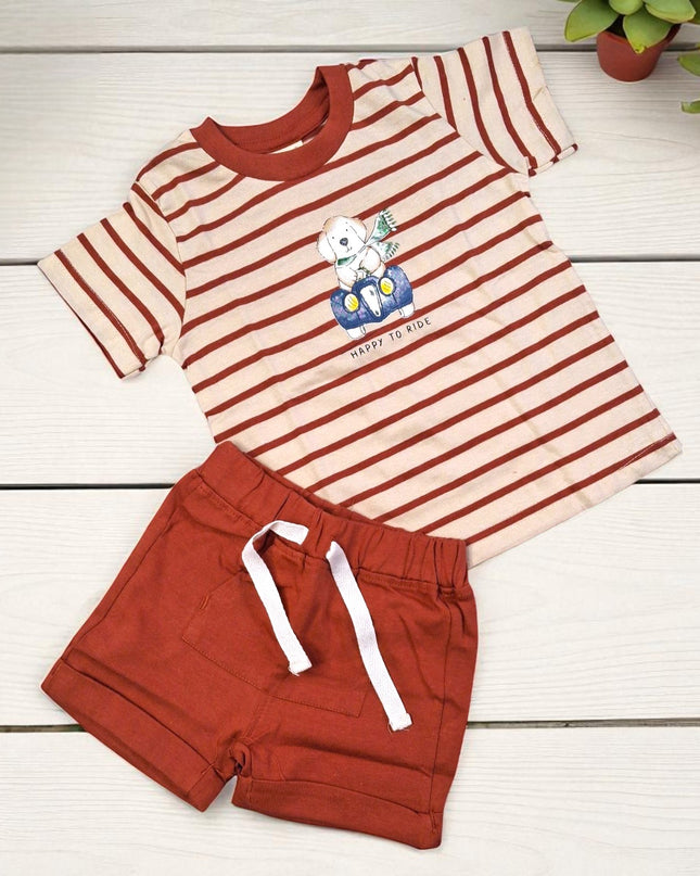 Tshirt Pant Half Sleeves Set (HAPPY TO RIDE)